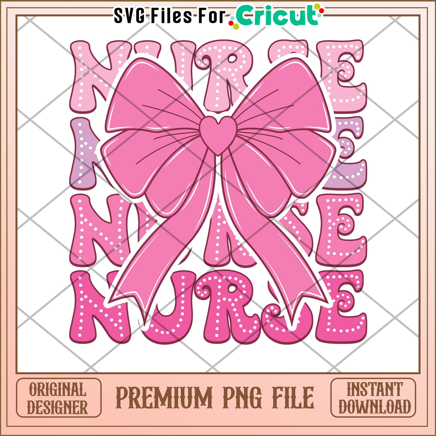 Pink Bow Nurse PNG Design