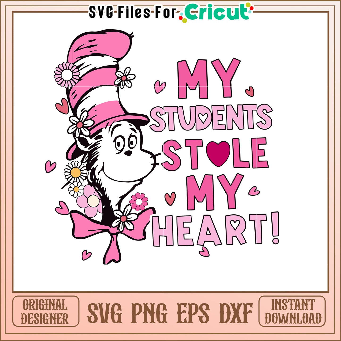 Pink Cat Teacher SVG My Students Stole My Heart