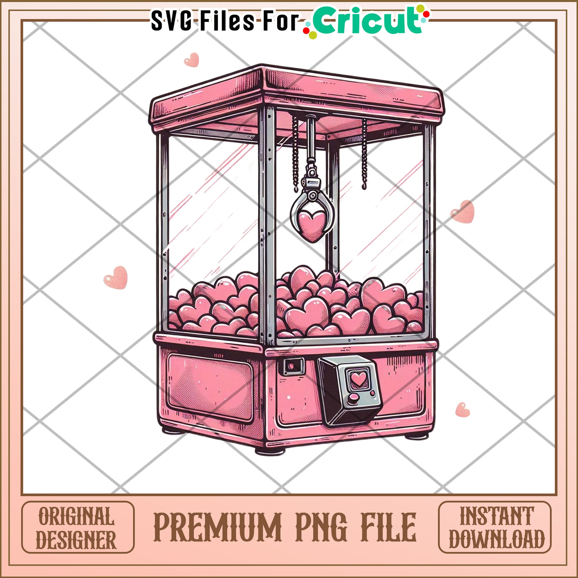 Pink Claw Machine Hearts PNG