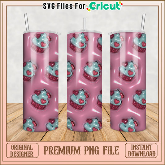 Pink Cupcake Tumbler PNG Design