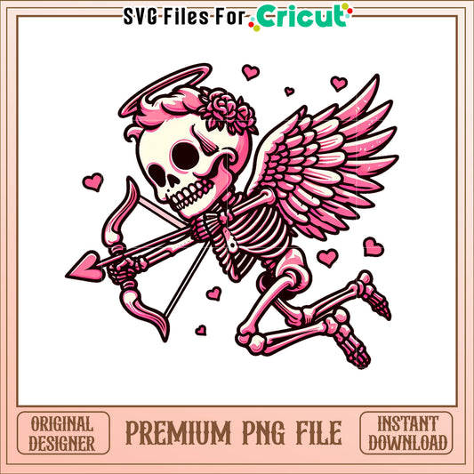 Pink Cupid Skeleton PNG Image