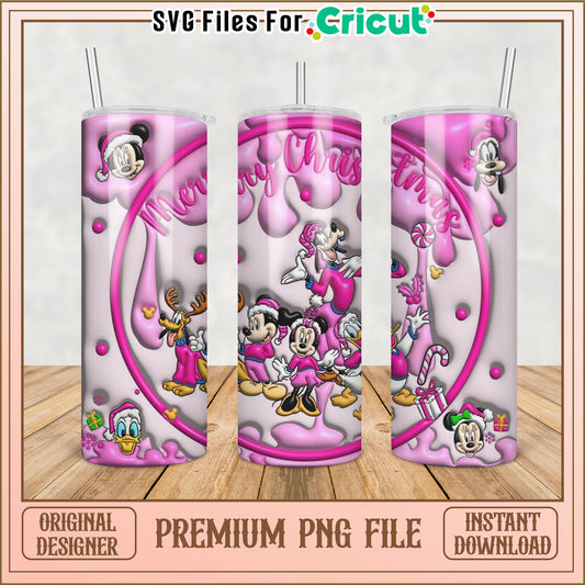 Pink Disney Christmas Tumbler PNG