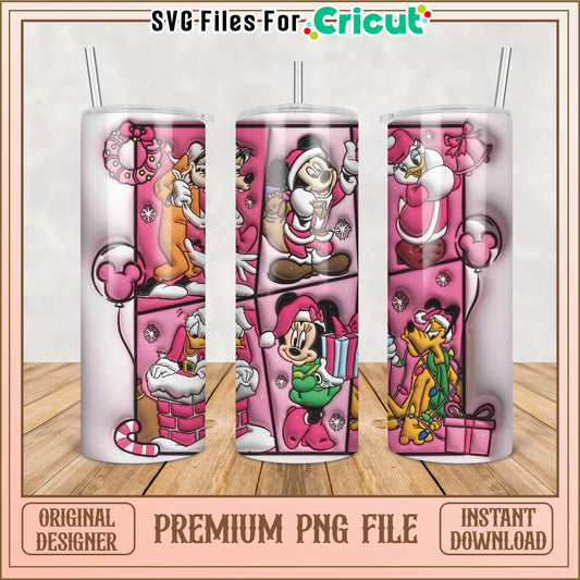 Pink Disney Christmas Tumbler PNG Design