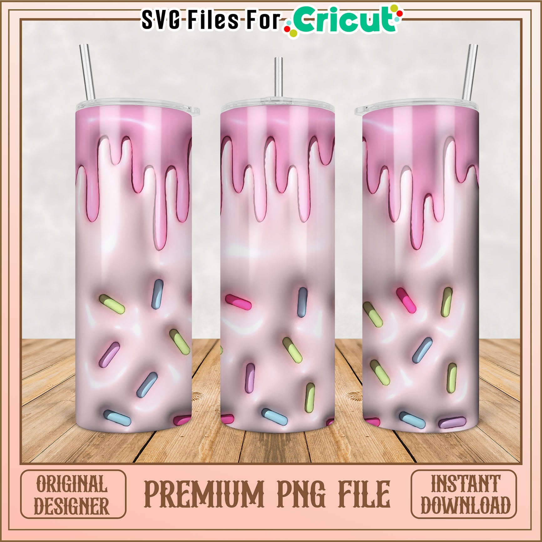 Pink Dripping Glaze Tumbler PNG