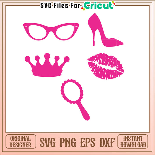 Pink Fashion SVG Icons Set