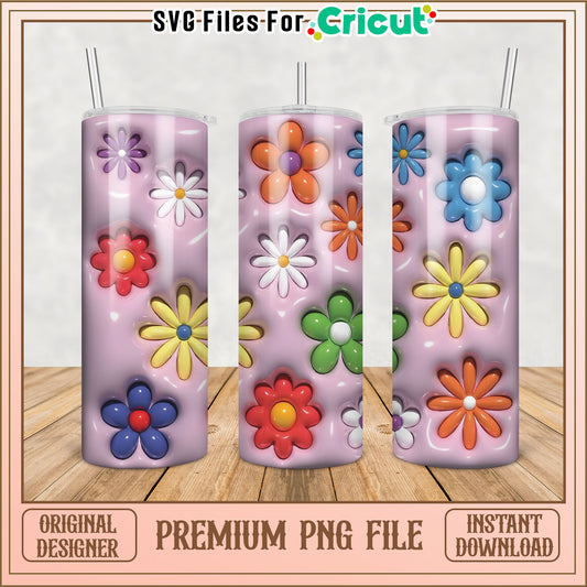 Pink Flower Tumbler PNG Design