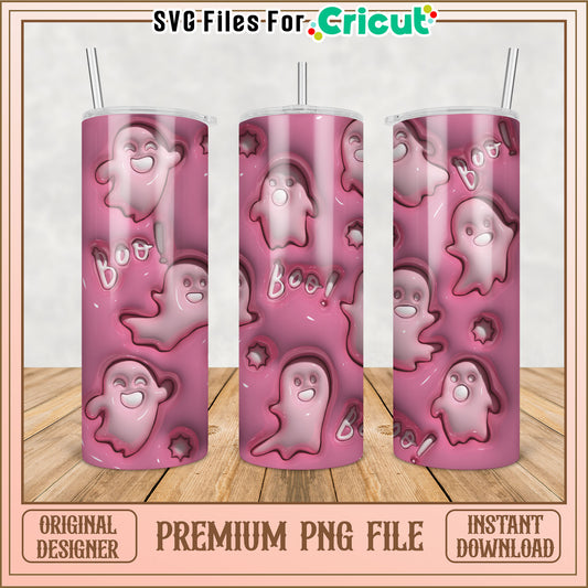 Pink Ghost Boo! Tumbler PNG Design