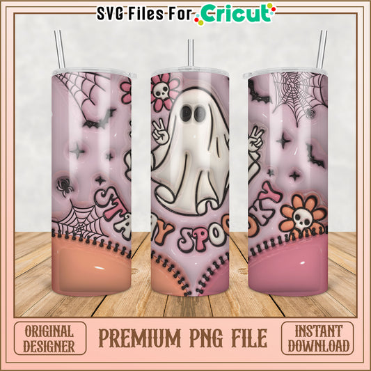 Pink Ghost Halloween Tumbler PNG