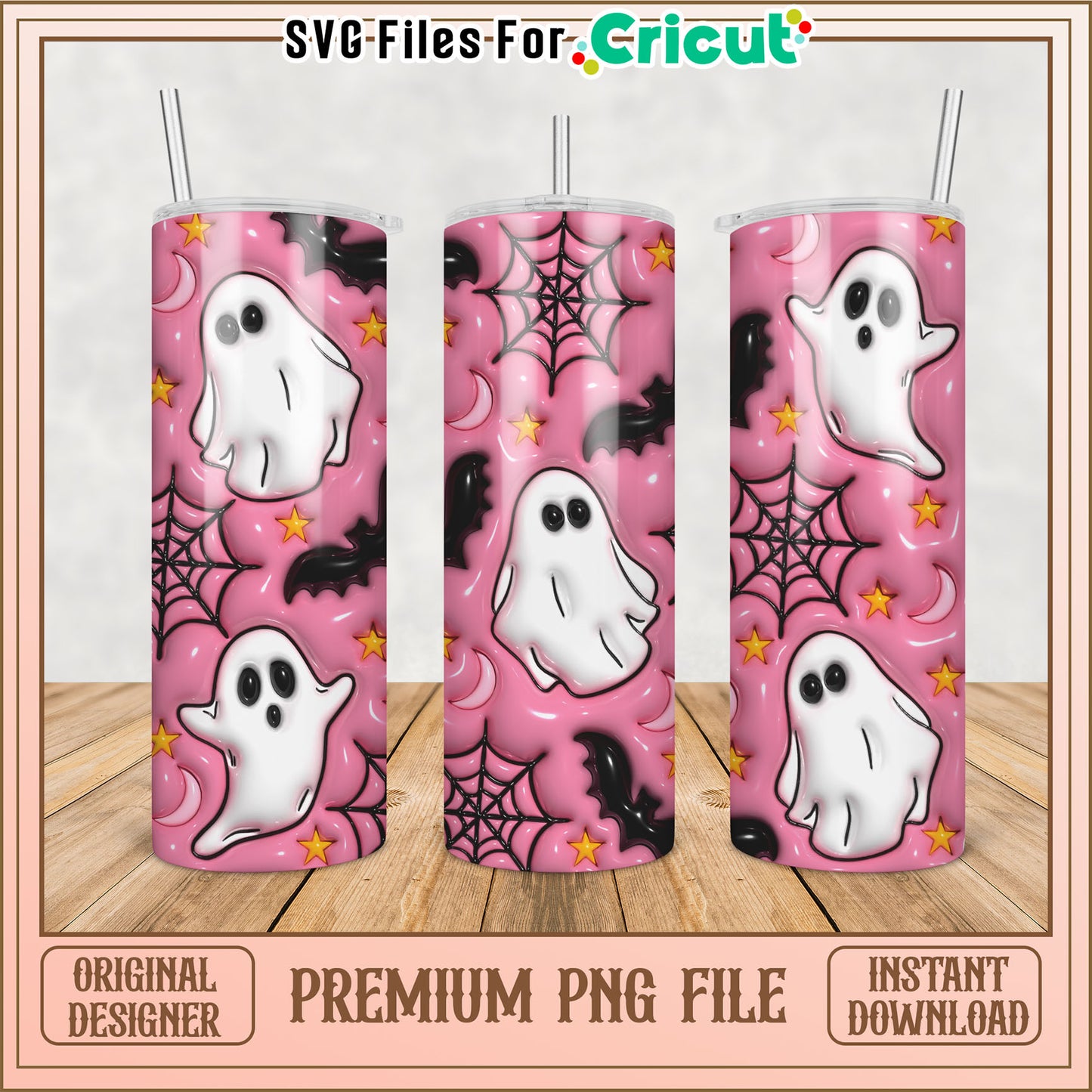 Pink Ghost Tumbler PNG Design