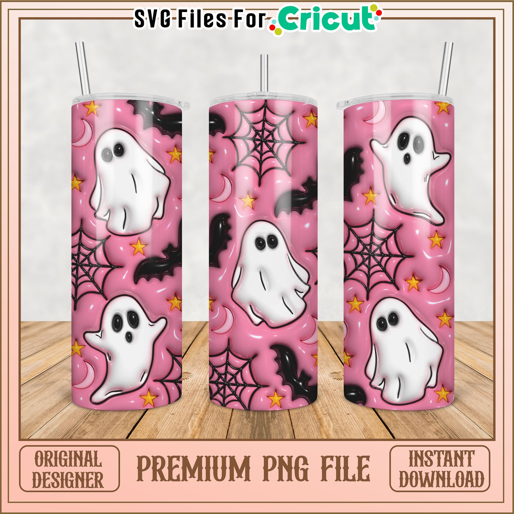 Pink Ghost Tumbler PNG Design