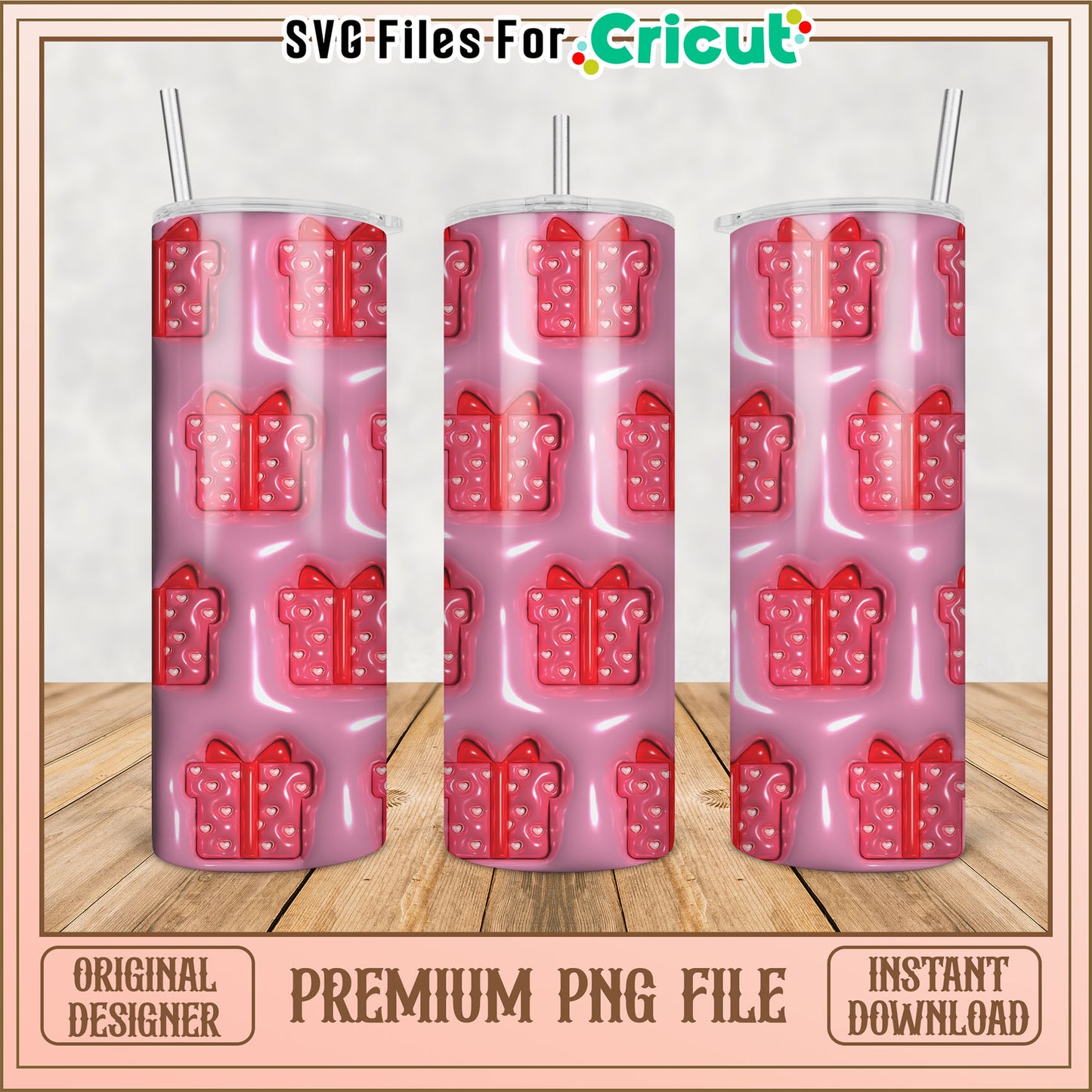 Pink Gift Tumbler PNG Design