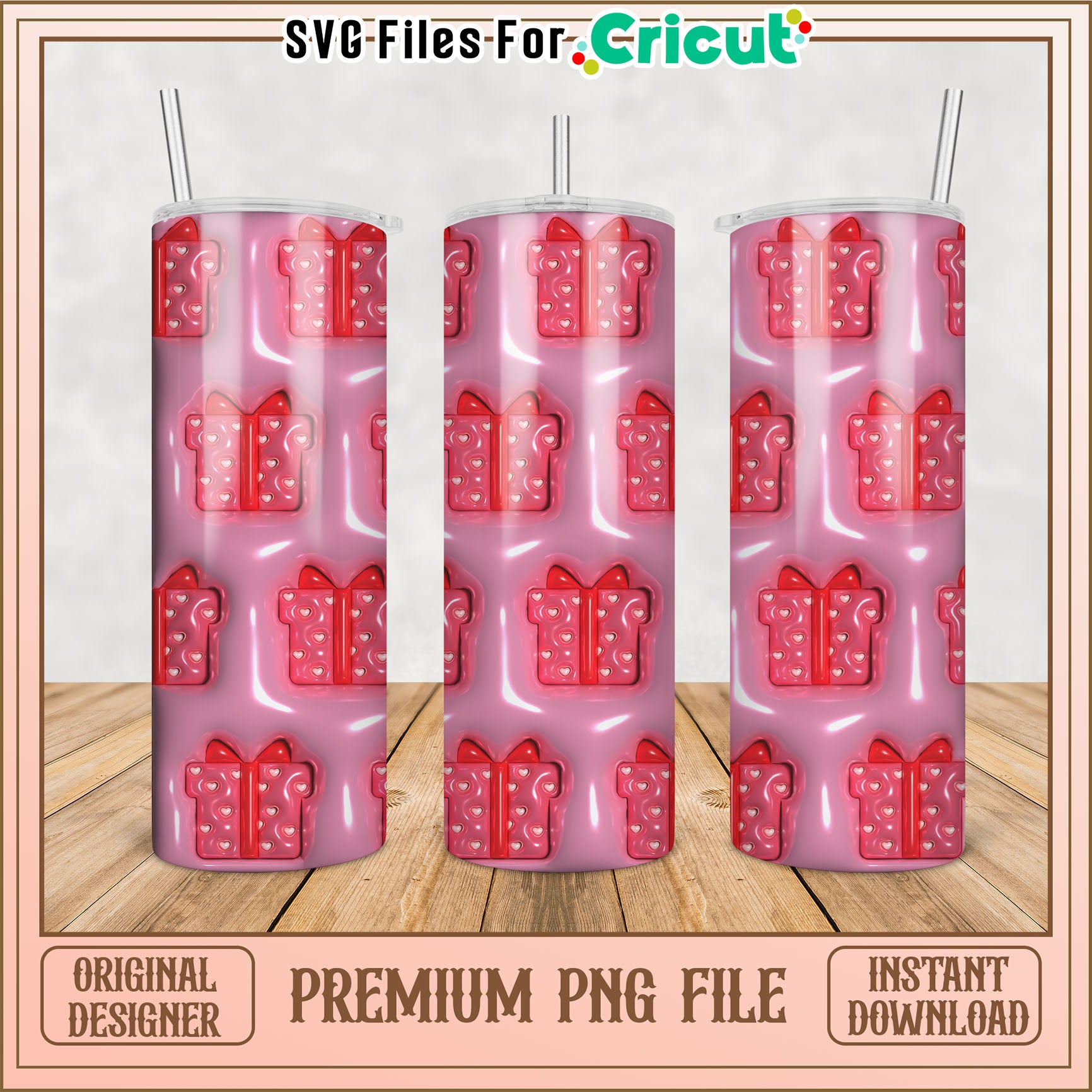 Pink Gift Tumbler PNG Design