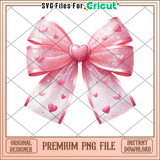 Pink Glitter Bow PNG Instant Download