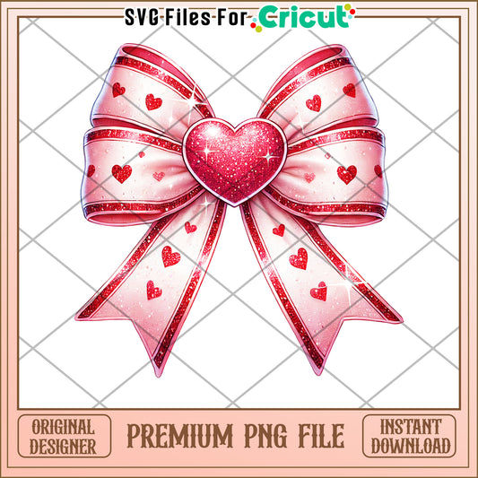 Pink Glitter Bow PNG Valentines Day