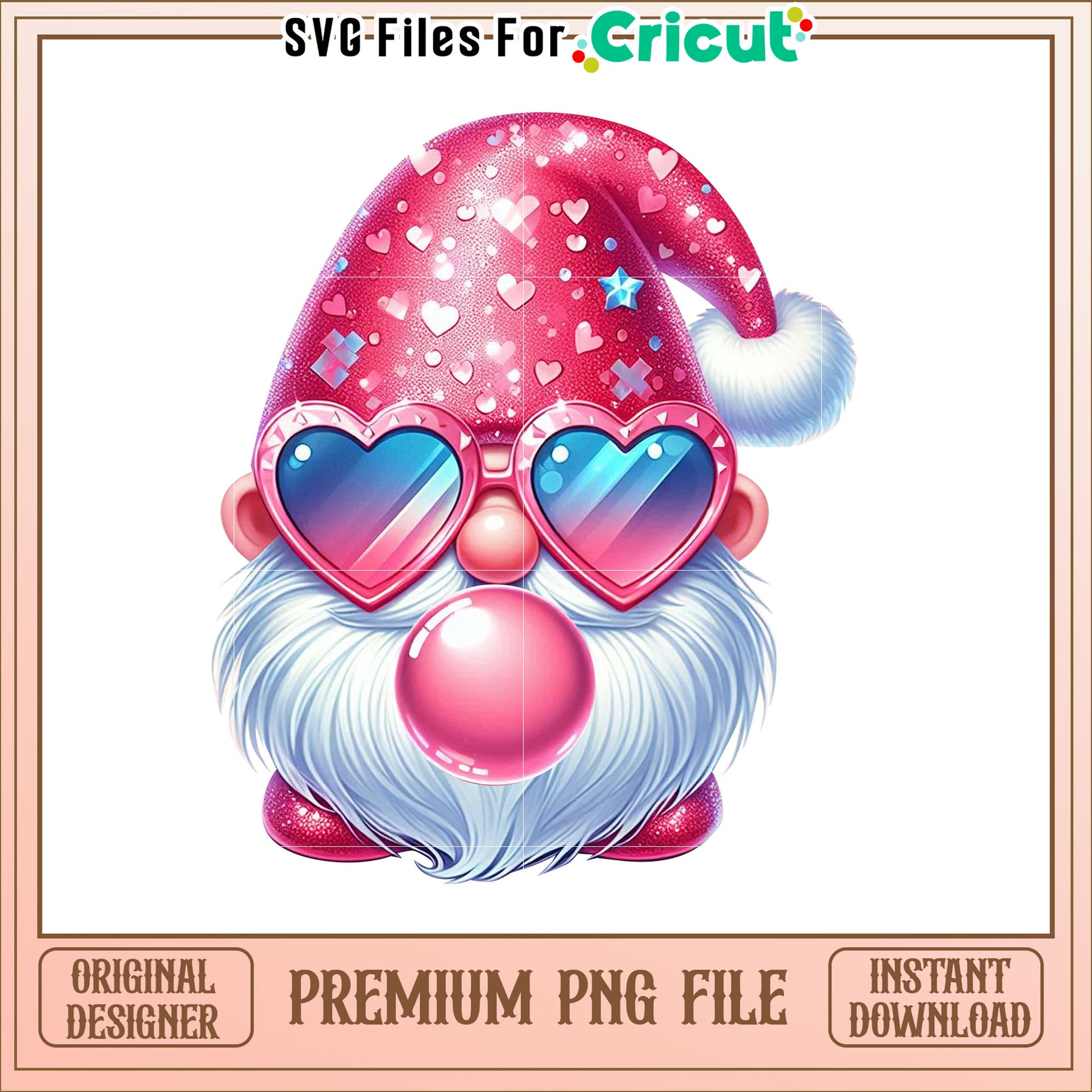 Pink Glitter Gnome PNG Image