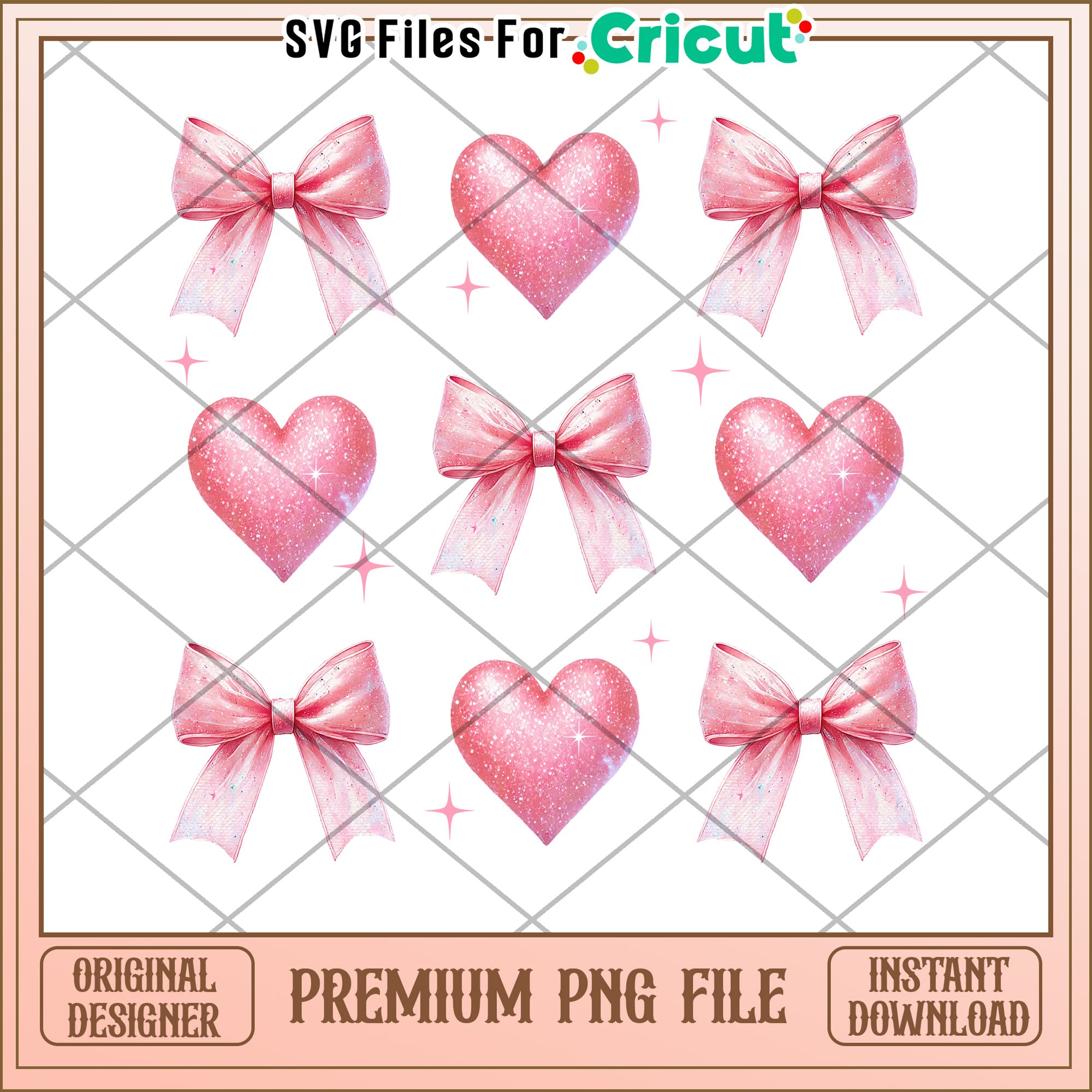 Pink Glitter Hearts Bows PNG Download – svg files for cricut