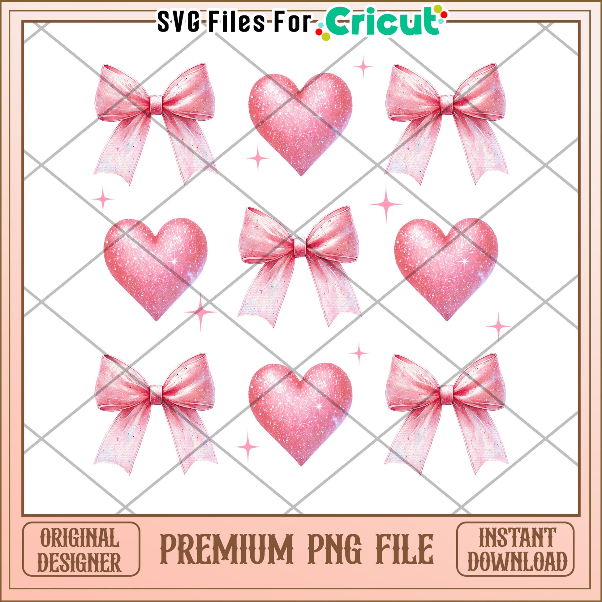 Pink Glitter Hearts Bows PNG Download