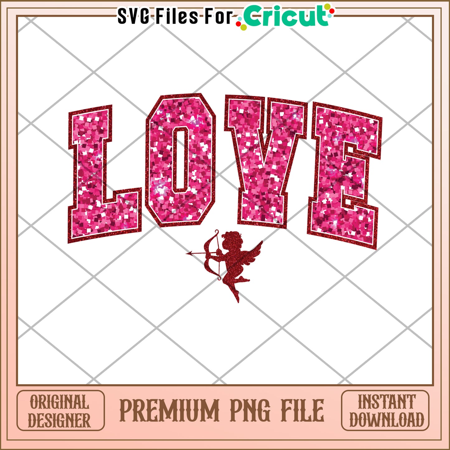 Pink Glitter Love PNG Cricut File