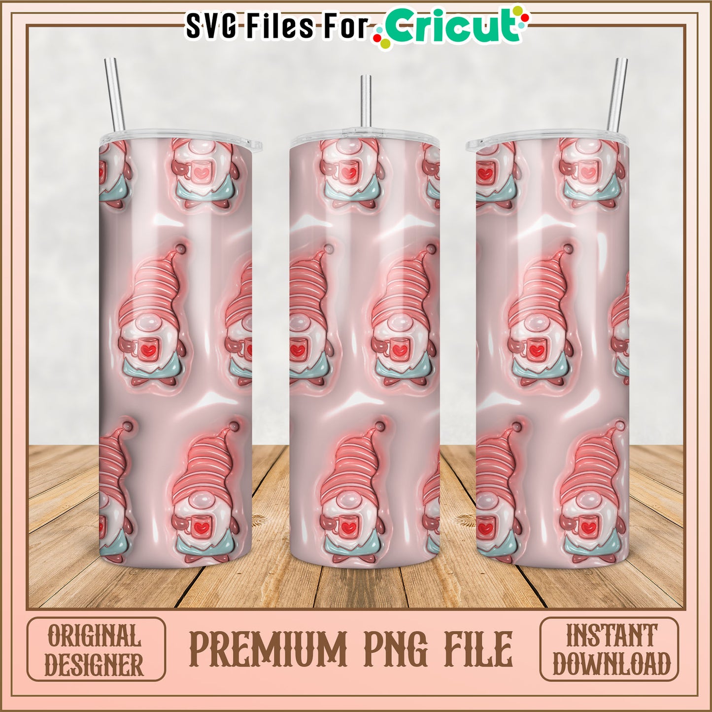 Pink Gnome Tumbler PNG