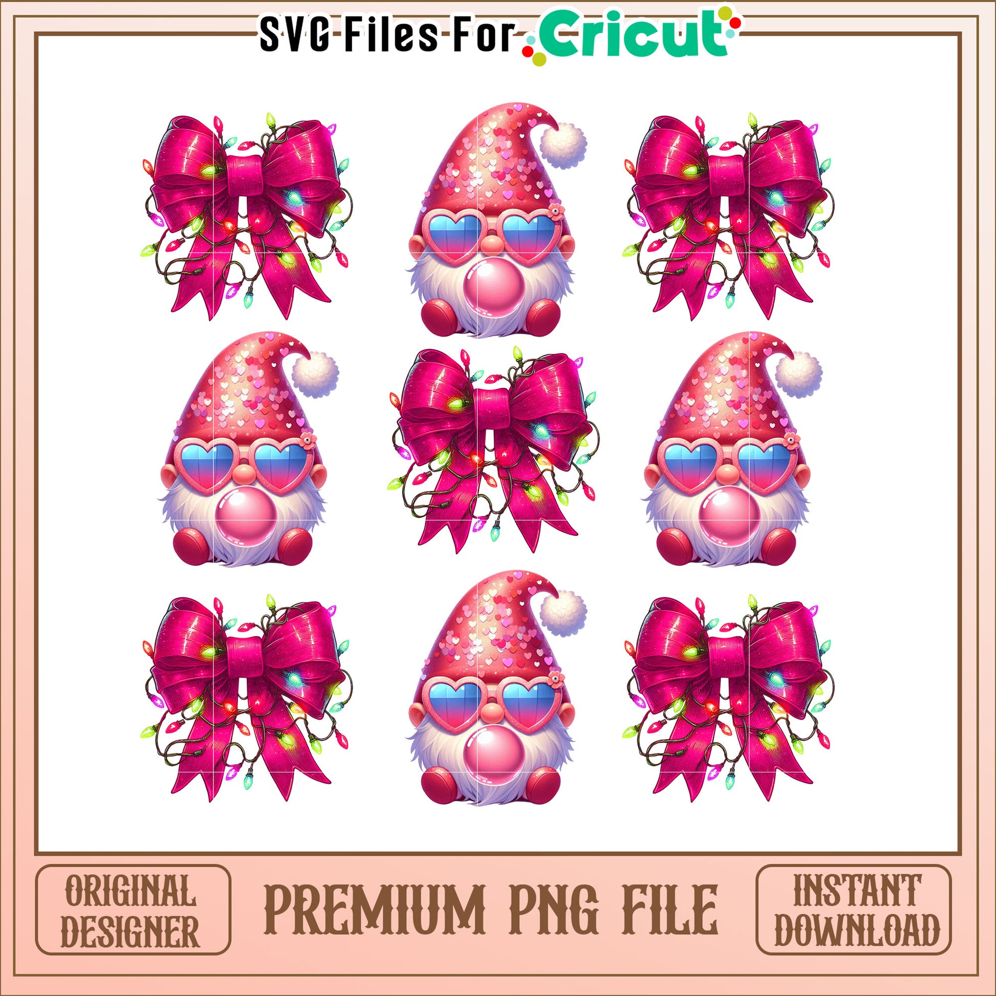 Pink Gnome Valentines Day PNG Set