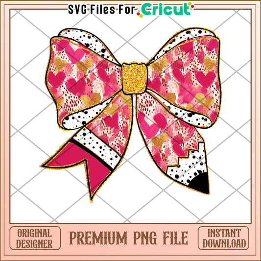 Pink Gold Bow PNG Instant Download