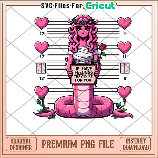 Pink Gorgon Valentines PNG Cricut File