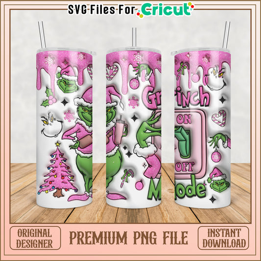 Pink Grinch Christmas Tumbler PNG