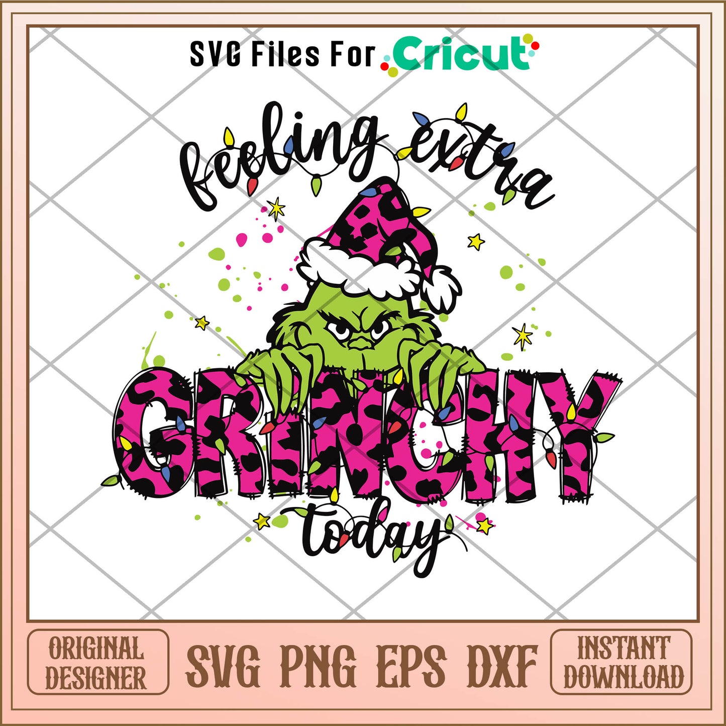 Pink Grinch Feeling Extra Grinchy Today SVG pink grinch svg​