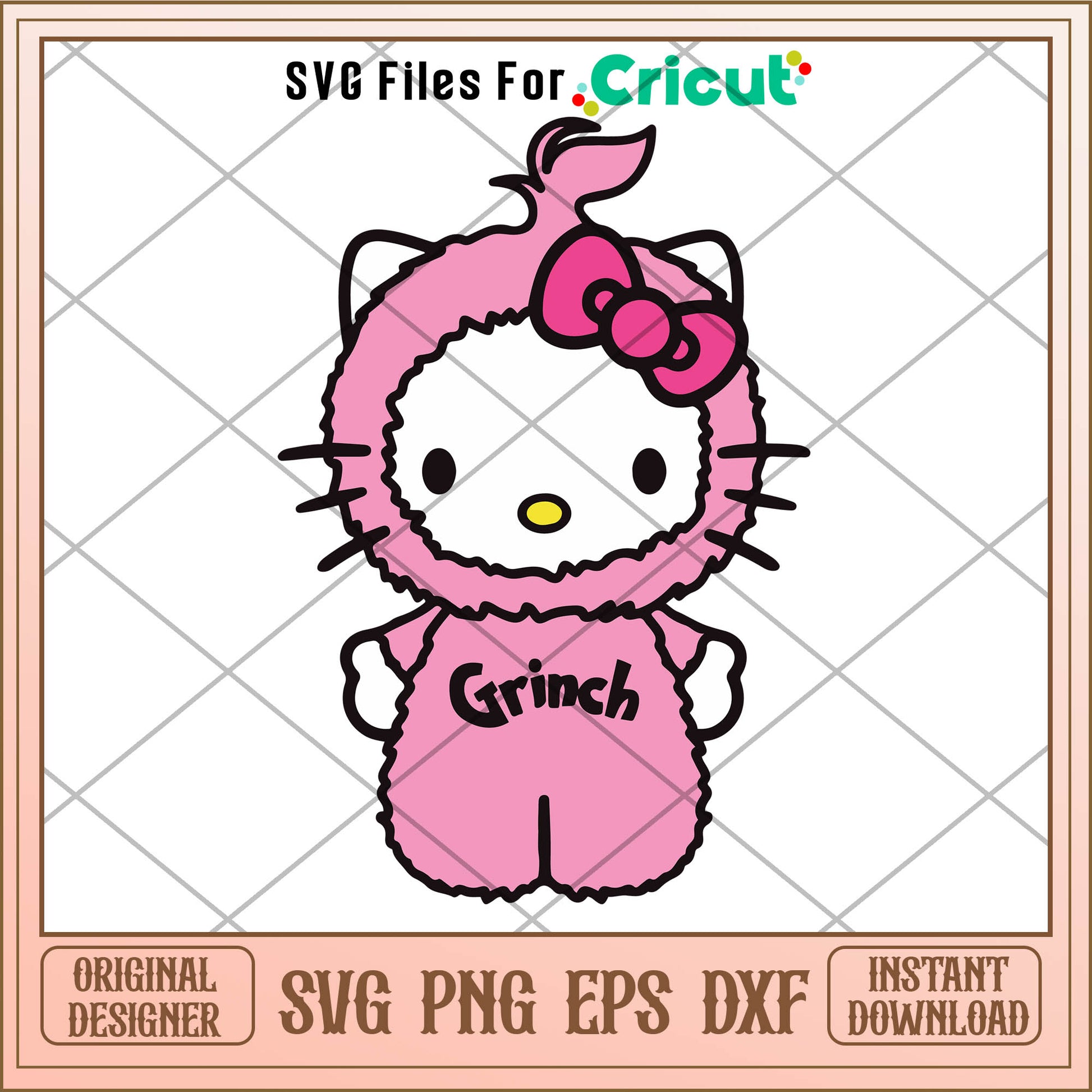 Pink Grinch Hello Kitty Christmas SVG pink hello kitty​ svg