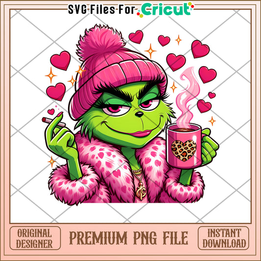 Pink Grinch PNG File Cute Holiday Instant Download