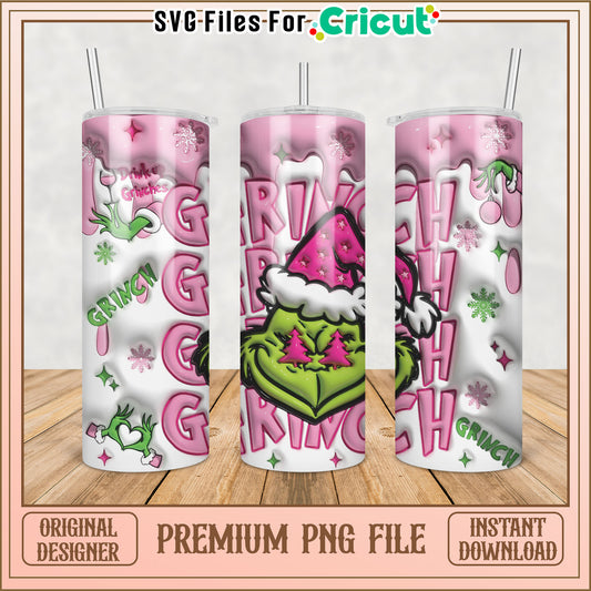 Pink Grinch Tumbler PNG Sublimation
