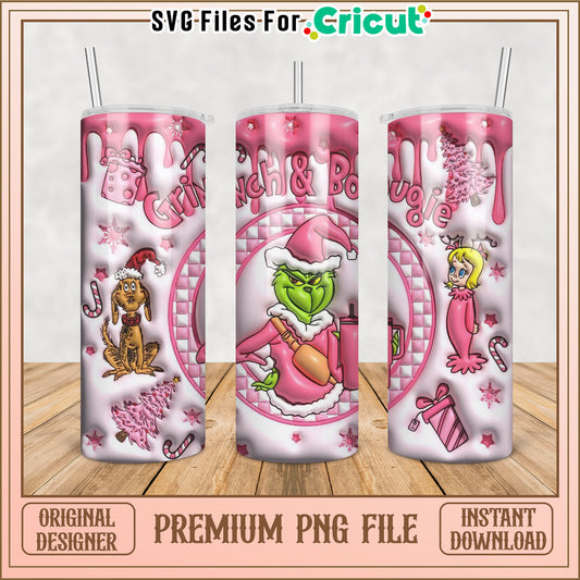 Pink Grinch & Cindy Lou Who Tumbler PNG