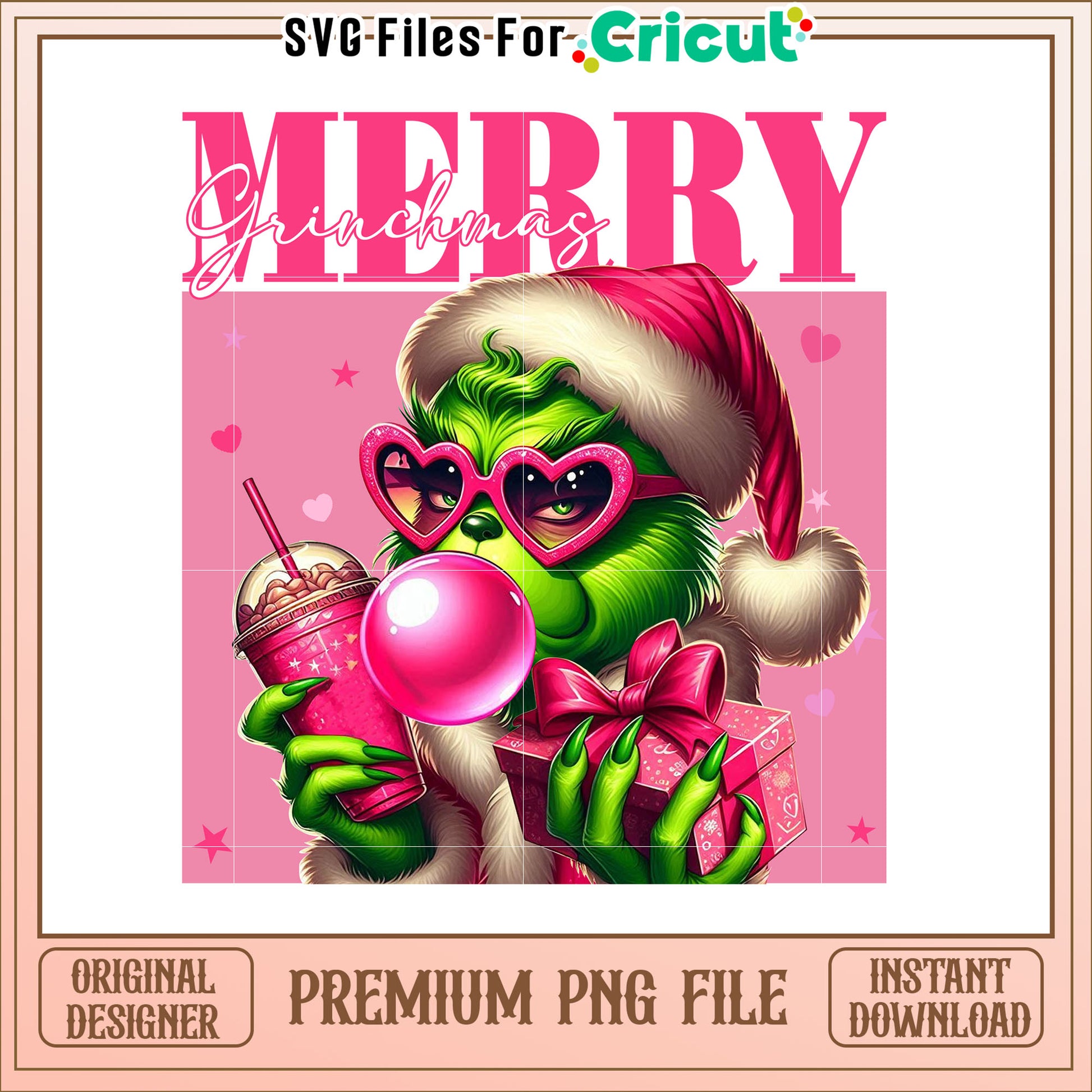 Pink Grinchmas Design PNG