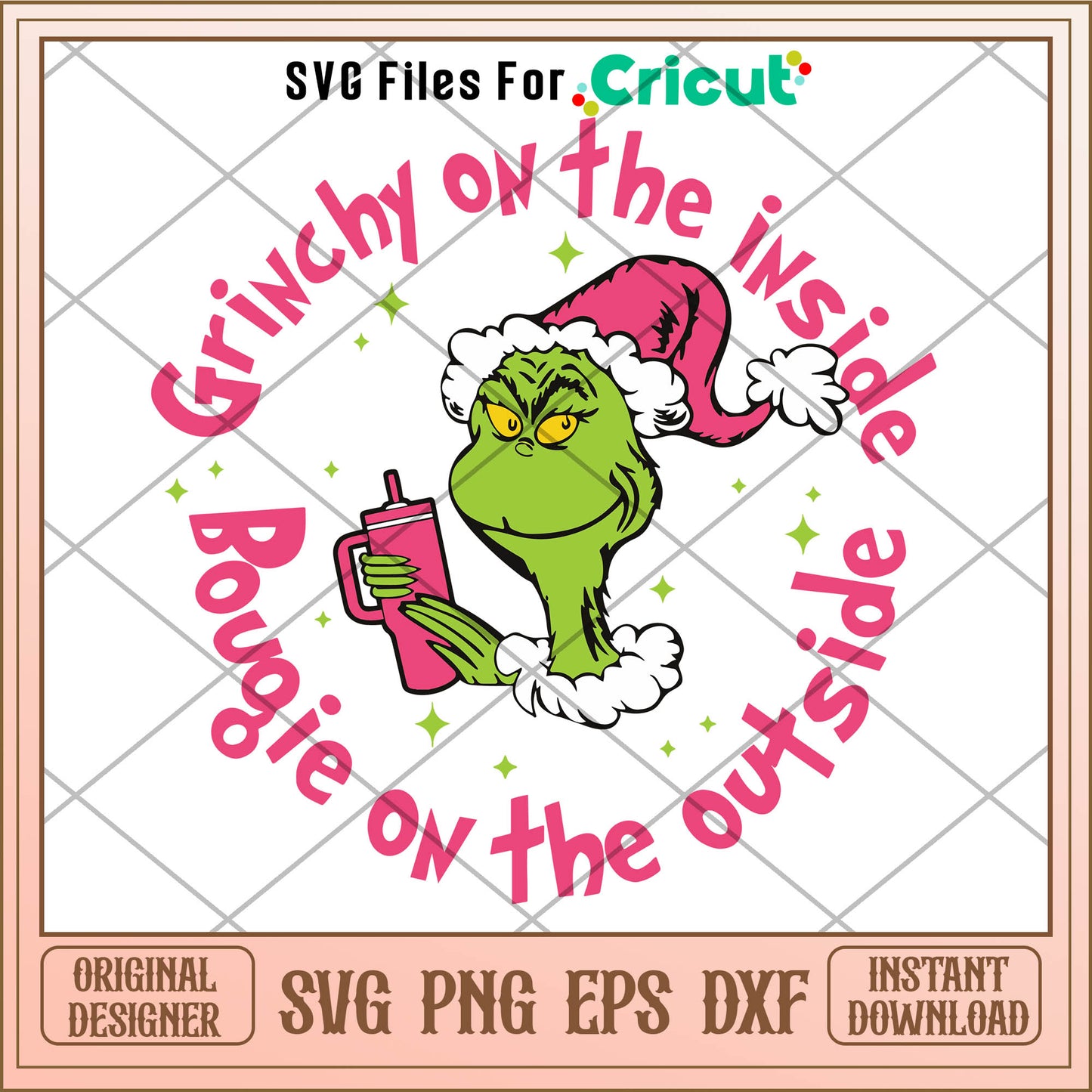 Pink Grinchy On The Inside Bougie On The Outside SVG grinch stanley​ svg