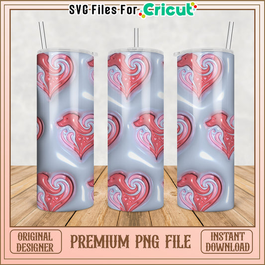 Pink Heart Tumbler PNG Design