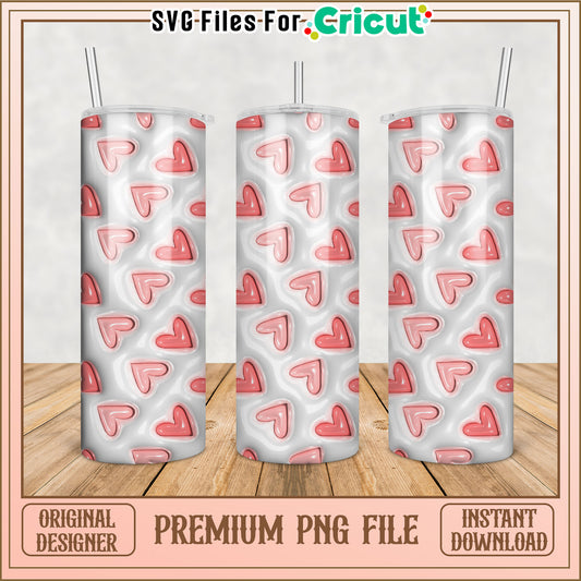 Pink Hearts Tumbler PNG Sublimation Design