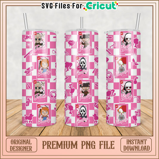 Pink Horror Tumbler PNG Sublimation