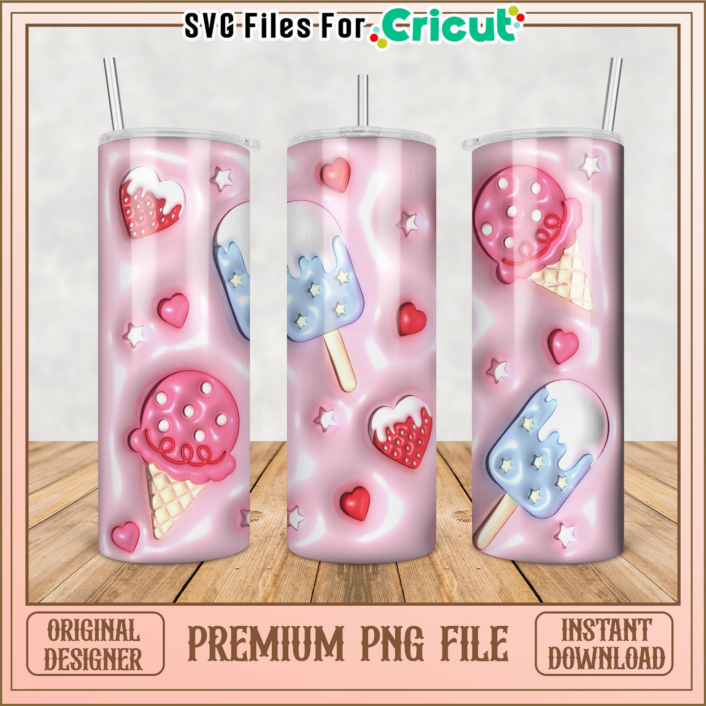 Pink Ice Cream Tumbler PNG