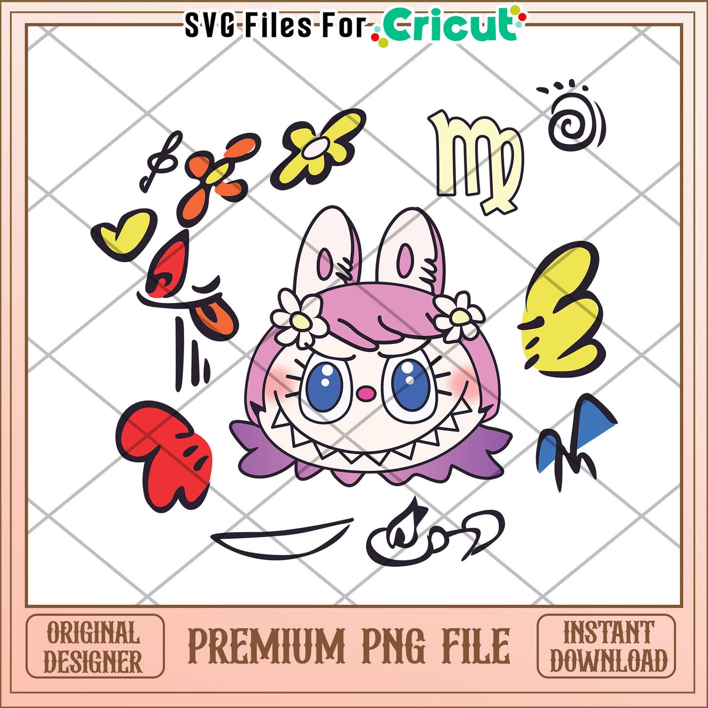 Pink Labubu monster head png, labubu the monster png, labubu dolls png