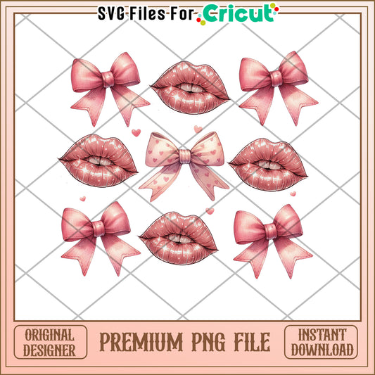 Pink Lips Bow PNG Clipart Instant Download