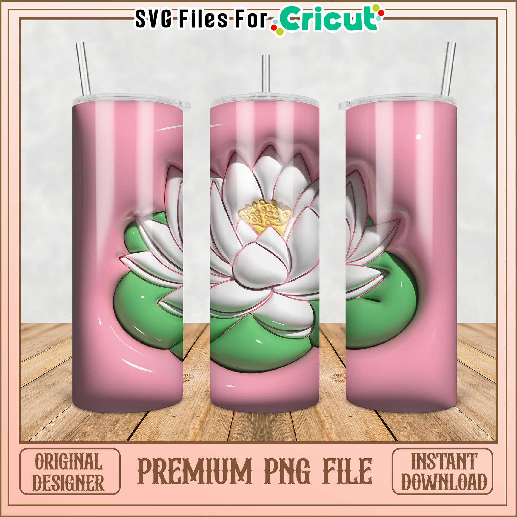 Pink Lotus Flower Tumbler PNG
