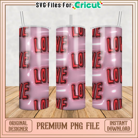 Pink Love Tumbler PNG Design