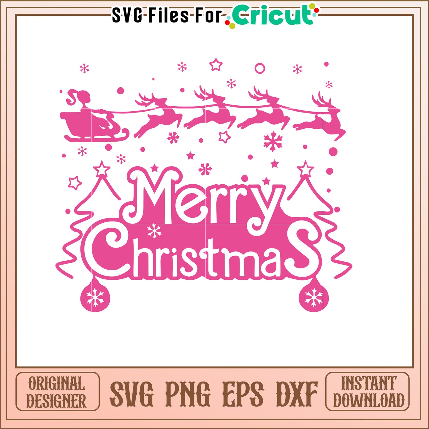 Pink Merry Christmas SVG