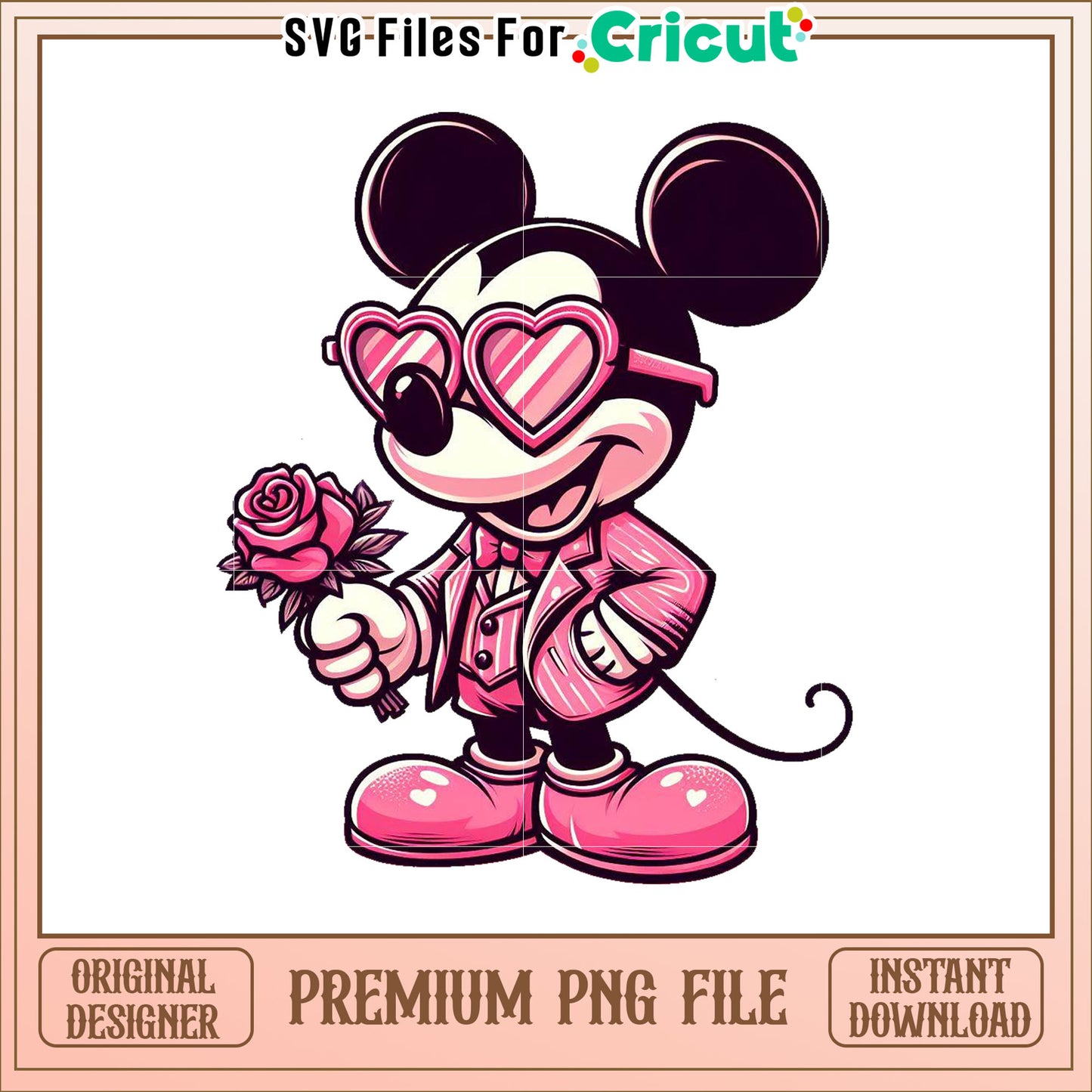 Pink Mickey Mouse Valentines Day PNG