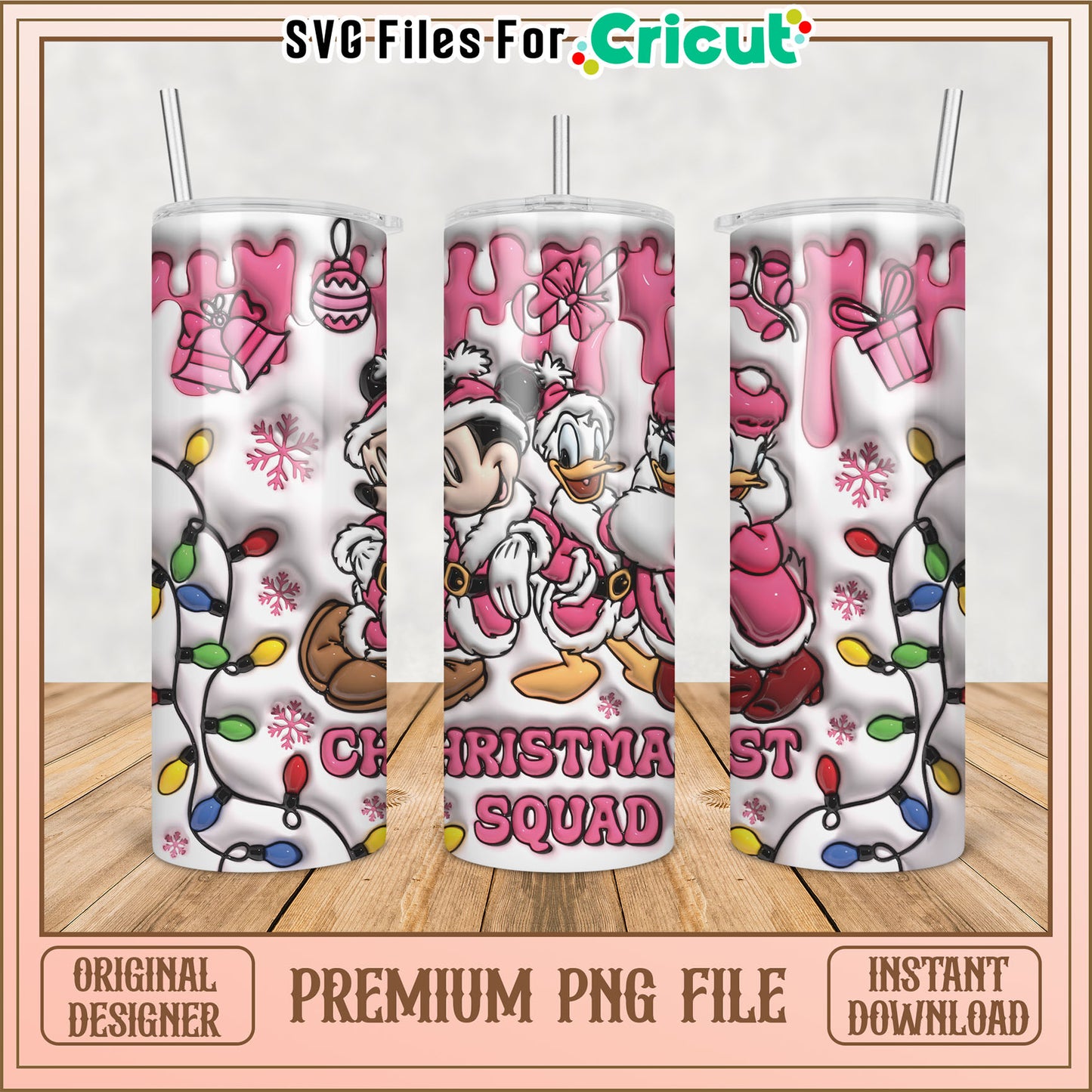 Pink Minnie Mouse Christmas Tumbler PNG