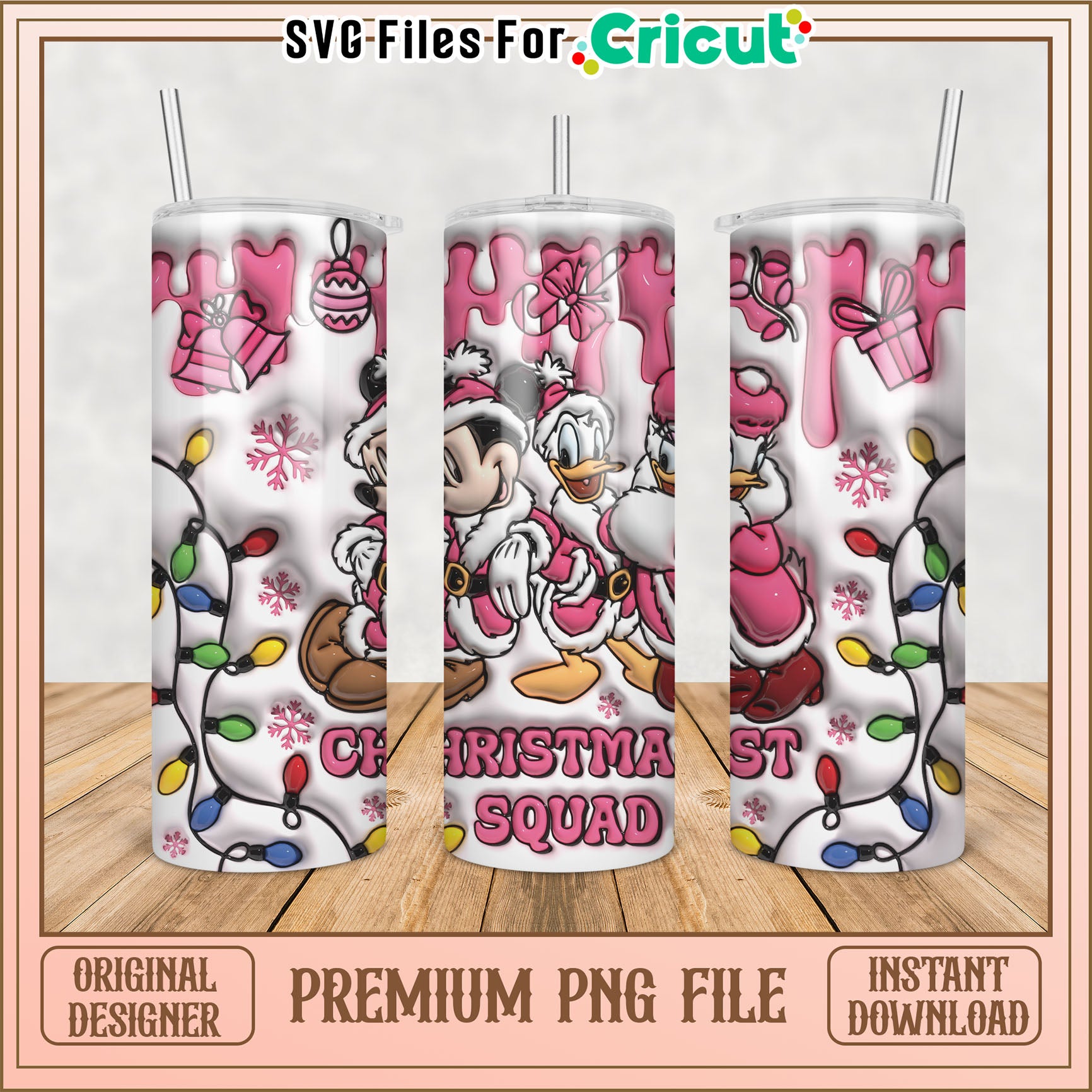 Pink Minnie Mouse Christmas Tumbler PNG