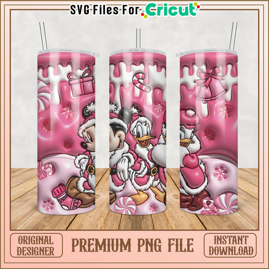 Pink Minnie & Daisy Christmas Tumbler PNG