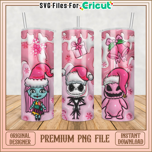 Pink Nightmare Before Christmas Tumbler PNG