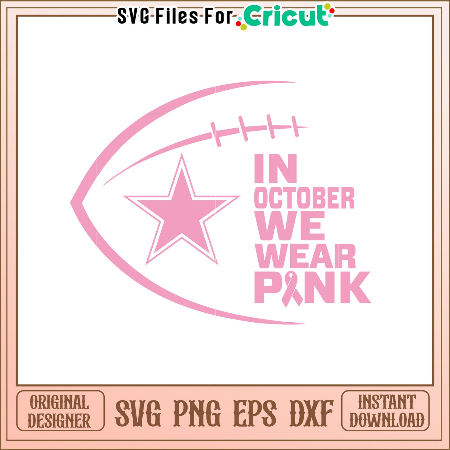 Pink October Football SVG Design for Awareness