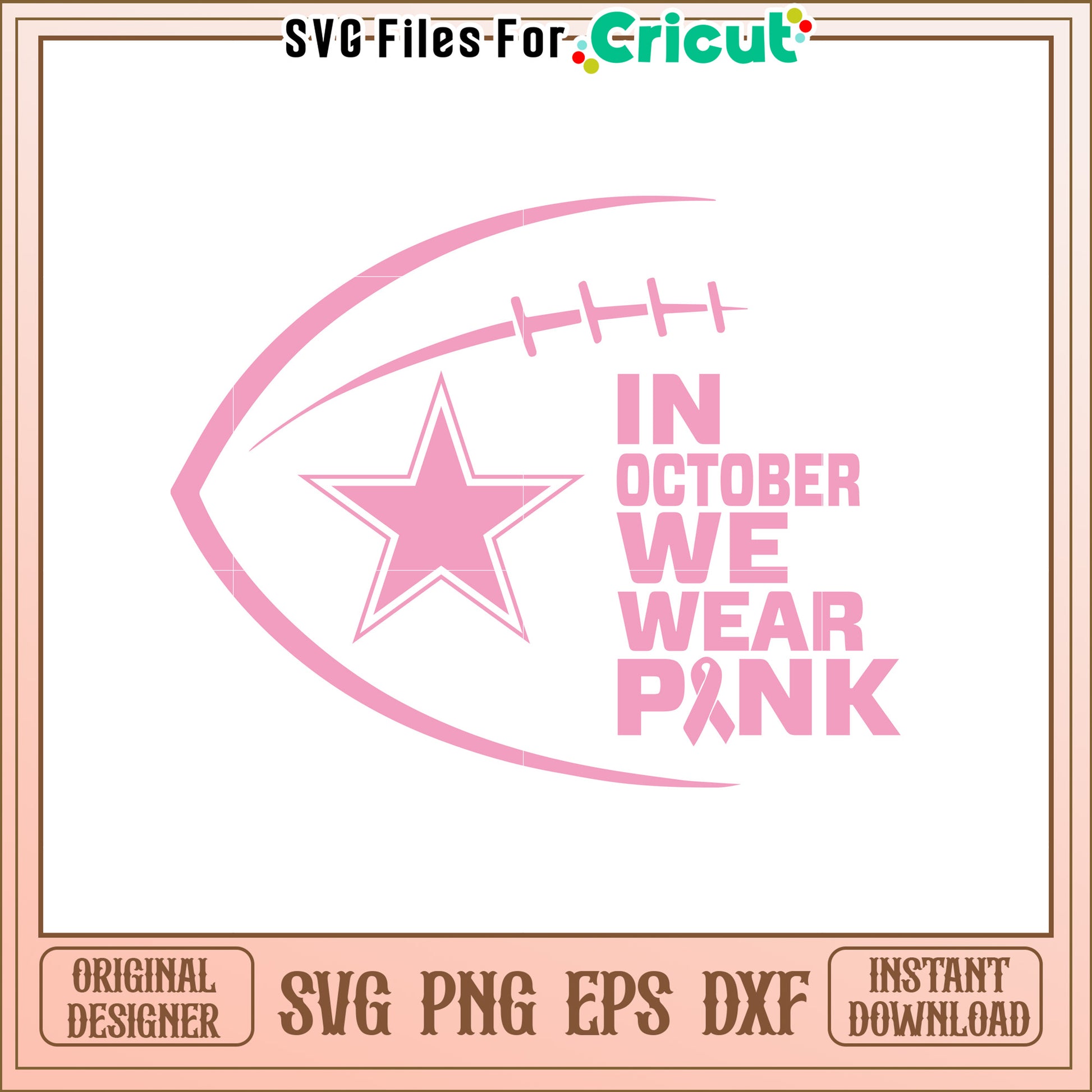 Pink October Football SVG Design for Awareness